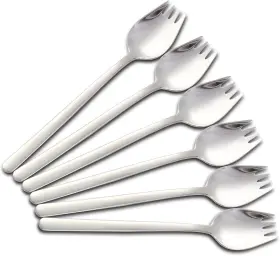 Pdctacst 445007124114 Stainless Steel Spork Set Of 6 - 7.9 Inch Salad And Dessert Utensils