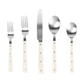 Pr-4753-2814610 Pemberly Row Cream And Stainless Steel Flatware - Set Of 20 Pieces