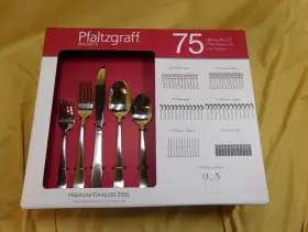 Pfaltzgraff 028225008366 Basics Satin Gotham Flatware Set 75 Pc Service For 12 Hostess