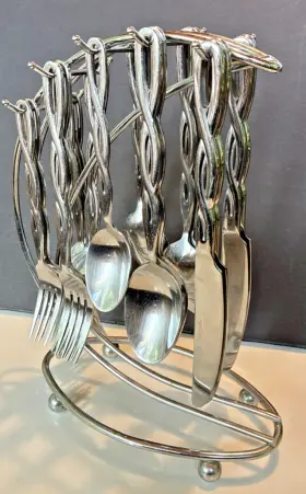 Pfaltzgraff 028225240018 Stainless 19 Piece Flatware Set Knife Fork Spoon With Stand