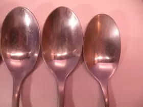 3912330 Pfaltzgraff Set Of 5 Sand And Seas Place Oval Soup Spoons Stainless Steel 7 7/8 Inch #3