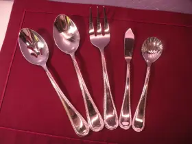 5189760 Pfaltzgraff 5 Piece Bella Hostess Set Fork Serving Sugar And Slotted Spoon