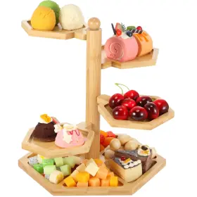 Lnn-pickmesh-185961 Pickmesh Bamboo 5 In 1 Cheese Boards 12ftft Large Charcuterie Board Gift Set Swivel Design