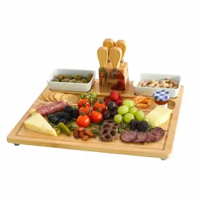 Cb20 Picnic At Ascot 655644014922 Sherborne Bamboo Cheese Board Set With 4 Tools - Designed And Quality Assured