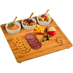 Picnic At Ascot 655644092777 Original Personalized Monogrammed Engraved Bamboo Cutting Board For Cheese And