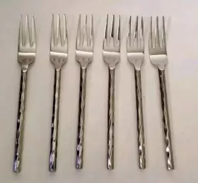 Pii16 Pier 1 Hammered Handle Stainless 18/8 Flatware 31 Piece Set Spoons Forks Knives #2