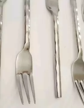 Pii16 Pier 1 Hammered Handle Stainless 18/8 Flatware 31 Piece Set Spoons Forks Knives #3