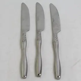 Pii18 Pier 1 Lot Of 3 Dinner Knives One Imports 9 Inch 18/8 Stainless Crisscross
