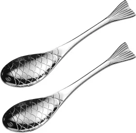 Pu006 Pinenjoy 2pcs 6.3inch Fish Spoon 18/10 304 Stainless Steel Flatware For Soup Porridge