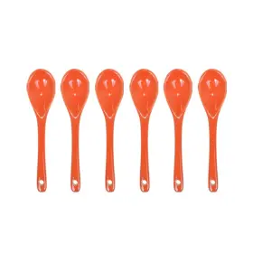 1x6-o Pirhosigma P-shaoz- Egg -12c/1x6-o 6 Pcs Orange Porcelain Spoons Ceramic 4.7 Inch Coffee Dessert Yogu