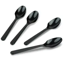 3086 Plasticpro 200 Pack Heavy Weight Plastic Spoons Black Disposable Plast