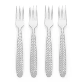 Portmeirion 749151773059 Botanic Garden 6 Inch Cocktail Forks - Set Of 4 Triple Leaf Motif 18/10 Stainle