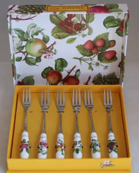 Pm1102 Portmeirion Pomona Set Of 6 Pastry Dessert Forks Stainless