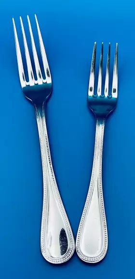 Pbn23 Pottery Barn Beaded Dinner And Salad Fork Stainless Flatware Silverware
