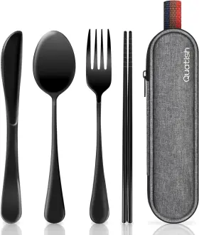 Bk01 Proxxi Travel Utensils With Case Portable Silverware Set For Work Stainless Steel Re