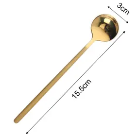 Qiangxingyai 767729739733 6 Pcs Coffee Spoons Stainless Steel Tea Round Dessert Long Handle #2
