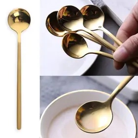 Qiangxingyai 767729739733 6 Pcs Coffee Spoons Stainless Steel Tea Round Dessert Long Handle #3