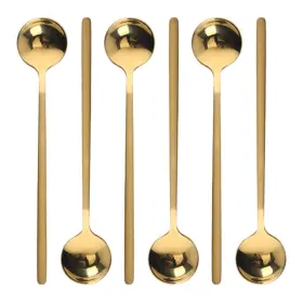 Qiangxingyai 767729739733 6 Pcs Coffee Spoons Stainless Steel Tea Round Dessert Long Handle