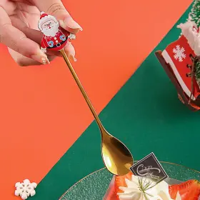 Zy98lovefba33c Qianlaiye 4pcs Christmas Coffee Spoons Santa Claus Tree Snowman Elk Stainless St #3