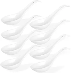 Qlans 313052189181 Soup Spoons Ceramic Chinese Asian White Japanese