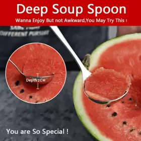 Qualizon 445042771793 18/8 Stainless Steel Deep Pho Noodle Spoons Big Soup Spoon Large Serving M #2