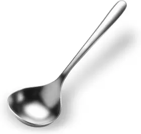 Qualizon 445042771793 18/8 Stainless Steel Deep Pho Noodle Spoons Big Soup Spoon Large Serving M