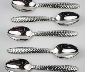 09300001 Ralph Lauren Flatware Equestrian Braid Teaspoons 5-count Stainless Korea #2