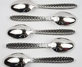 09300001 Ralph Lauren Flatware Equestrian Braid Teaspoons 5-count Stainless Korea #3