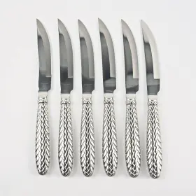 09300170 Ralph Lauren Flatware Equestrian Braid Individual Steak Knives 6-cnt Stainless