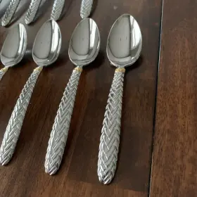 Ralph Lauren 735092128850 60 Piece Equestrian Braid Stainless 1991 Japan Flatware / Gold Trim #3