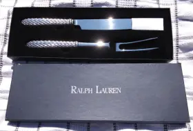 Ralph Lauren 735092141910 Equestrian Braid Lg Knife Carving Set 1991 Stainless 2 Piece In Box #3