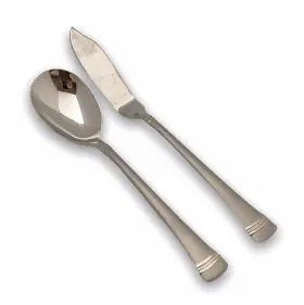 0745 Reed & Barton Coventry Matte Butter Knife Sugar Spoon Set 18/8 Flatware