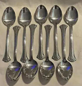 8180001-4 Reed & Barton Set Of 9 - And Country French Stainless Steel Teaspoons