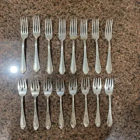 P070825 Reed & Barton Sch30 Antique And Flatware Silverware 16 Pcs Collection Of Forks