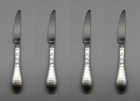 Reed & Barton Rdshaam/k2nfx4 Set Of Four - And Stainless Hammered Antique Dinner Knives New
