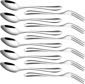 Reton 726084462137 12 Pcs Dessert Forks And Spoons Silverware Set Stainless Steel Mini