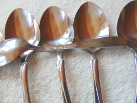 Rvs3 Revere Set Of 6 Stainless Glossy Swirl Tip Spoons 5 Soup And 1 Teaspoon Nice #3