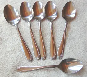 Rvs3 Revere Set Of 6 Stainless Glossy Swirl Tip Spoons 5 Soup And 1 Teaspoon Nice