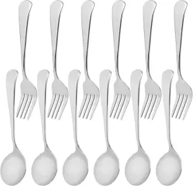 Rinvanic 784126943402 12 Pcs Forks And Spoons Silverware Set Stainless Steel Fork Spoon Food G