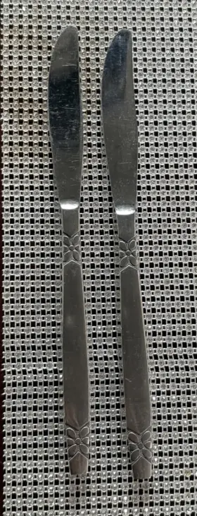 Rif12 Riviera Dinner Knife Modern Flower Solid Stainless Steel - Lot Of 2 Japan