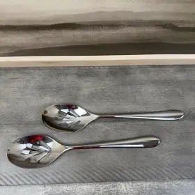 305608 Robert Welch Williams Sonoma Kingham Slotted Spoons Set/2 Scuffed Read