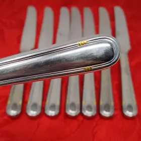 Rblrbl10 Roberts & Belk Rbl10 8x Bk And Stainless Butter Knives Gold Touches