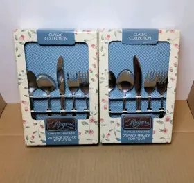 Rogers 047539203656 Colonial Plymouth Cove Stainless Flatware Glossy Set Of 39 - New Read