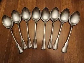 Fbr10 Rogers Vintage Fb Stainless Tablespoons Serving Fiddle Handle Lot Of 8 Japan