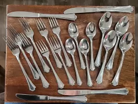 Srb290 Rogers Roberts Co Lavalier Stanley 20 Pieces Stainless Flatware 4 Serving Set