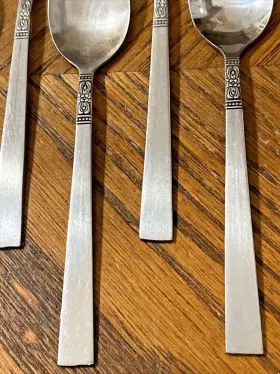 Srb164 Rogers Stanley Roberts Co Stainless Teaspoons Mid Century 6 3/8 Inch Lot Of 8 #3
