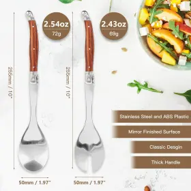 Roqila 793227884811 10 Inch Salad Spoon Fork Set Stainless Steel Utensils Black 2 Pcs #2
