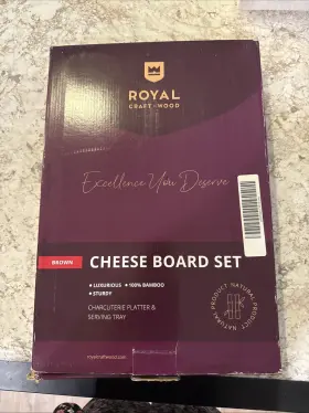 Royal 850043025146 Bamboo Charcuterie Boards - Cheese Board Set With 2 Sauce Bowls 4 Knives U