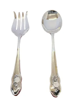 Royal Doulton 028199018804 Old Country Roses Silver Plated Large Serving Spoon And Fork