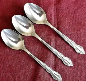 409769 Royal Household Stainless 3 Teaspoons Rhh11 Glossy Scrolls Flowers 6 Inch China